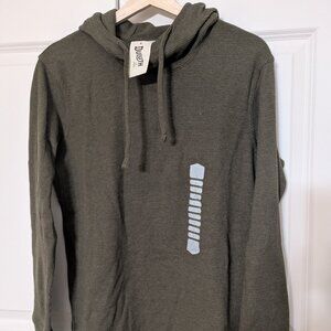 Duluth Women's Large Burly Thermal Long Sleeve Hoodie - Green Waffle Knit